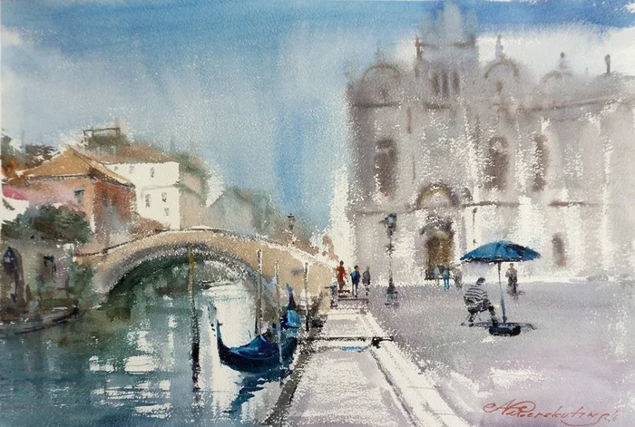 School of Saint Mark in Venice. Watercolor on paper. (2016) Watercolour by Aleksandrs Neberekutins
