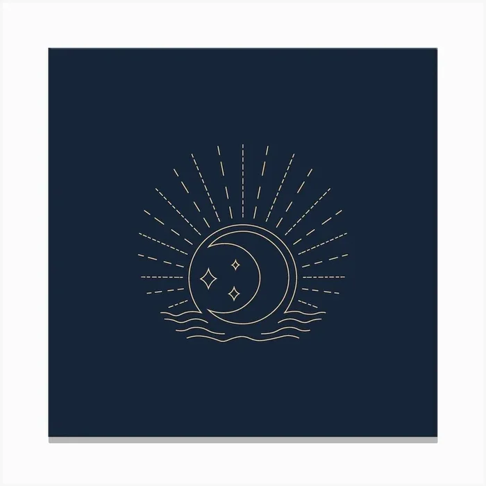 Sea View Navy Square Canvas Print by Saskia Lucy