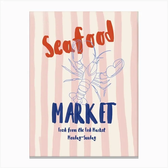 Seafood Market Canvas Print by Lara’s Wonderland