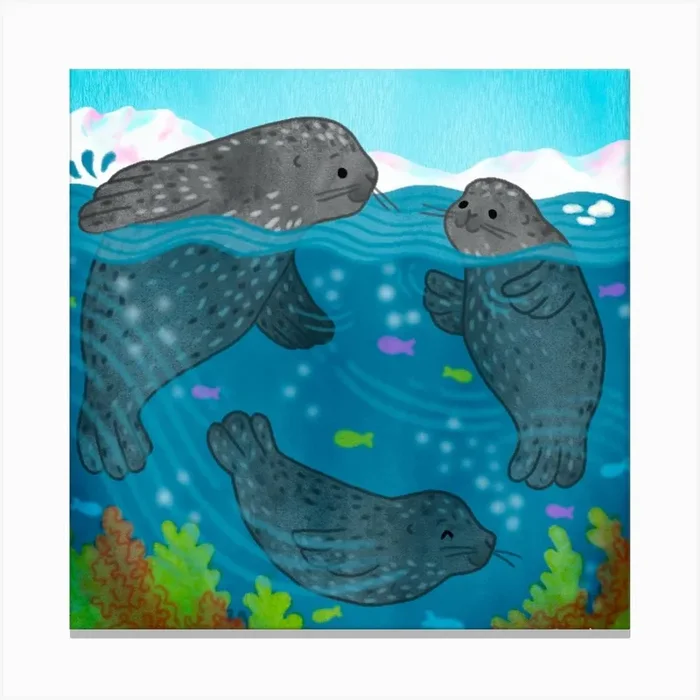 Seals Square Canvas Print by Juliana Motzko