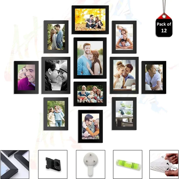 Set of 12 Individual Black Wall Photo Frames
