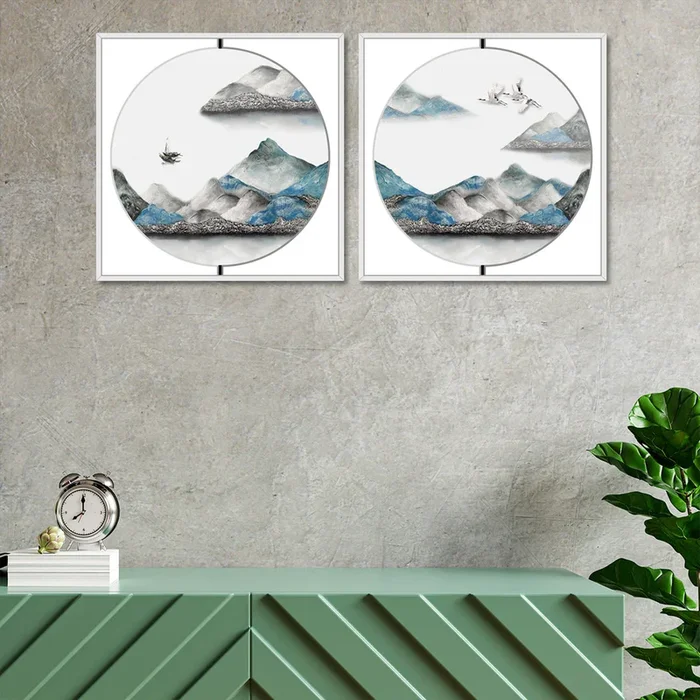 Set of 2 Landscape Theme Canvas Art Print Painting For Living Room Size-13×13 Inches