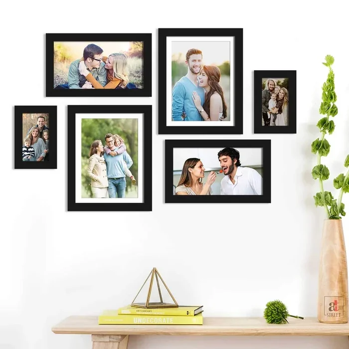 Set Of 6 Black Individual Wall Photo Frame, For Home Decor ( Size 4×6, 6×10, 8×10 inches )