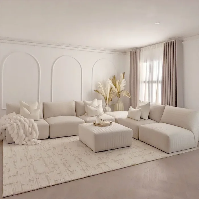 Shop Geneva Cream Velvet Fluted Modular Sofa Range