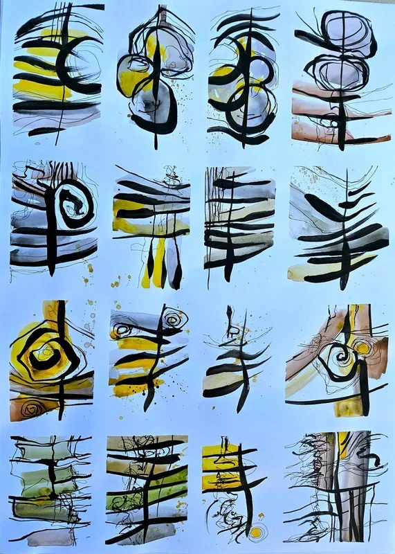 Signs III. (2024) Ink drawing by Simon Tünde