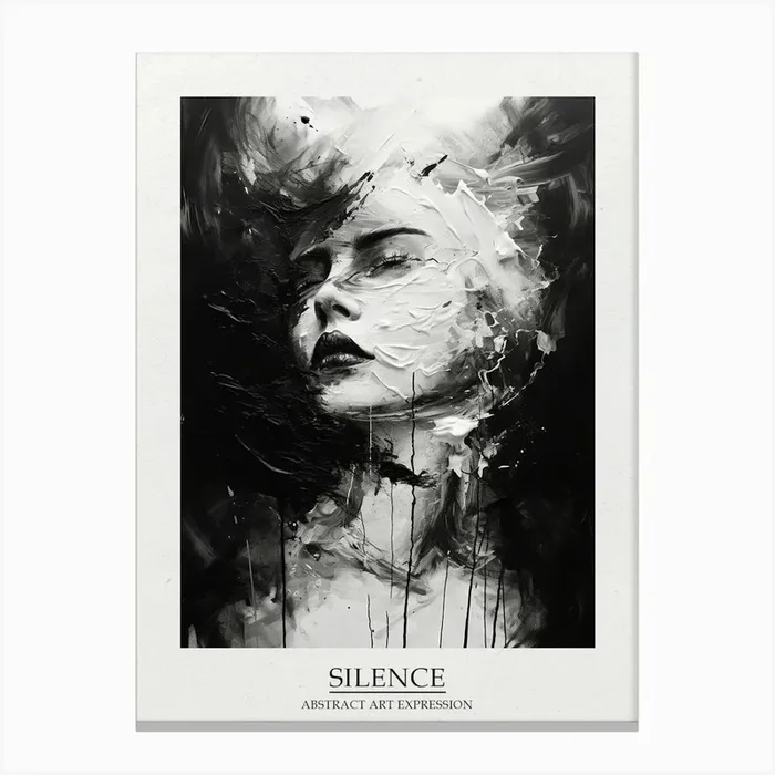 Silence Abstract Black And White 13 Poster Canvas Print by Abstract Art Expressions