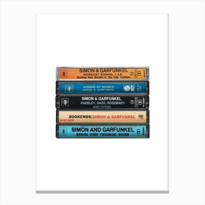 Simon & Garfunkel – Collected Albums – Cassette Print Canvas Print by MrMustardPrints