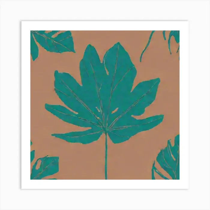 Single Tropical Leaf On A Solid Background pattern art, 120 Art PrintPP by Pattern playroom