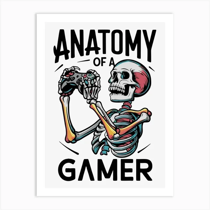 Skeleton Playing Video Game Art Print by RedArt