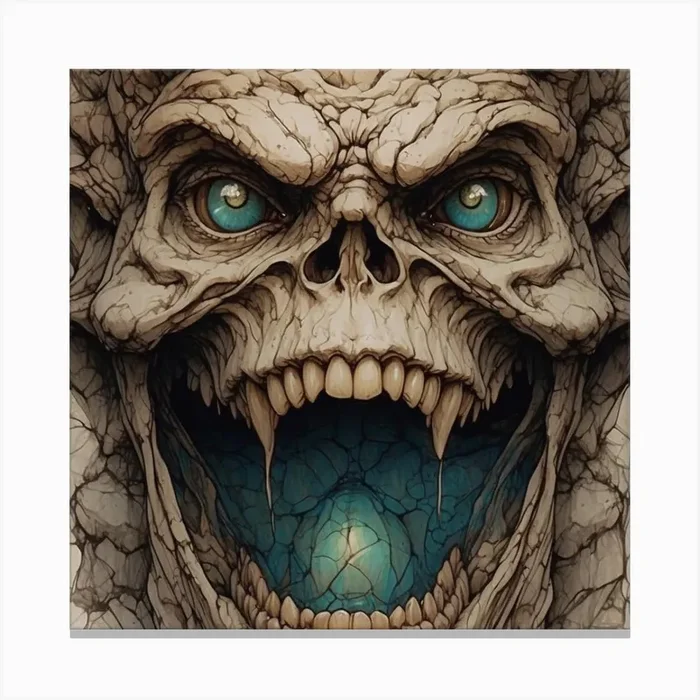 Skull With Blue Eyes Canvas PrintJ by jeddah