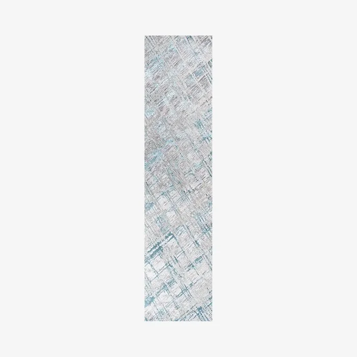 Slant Modern Abstract Runner Rug – Grey / Turquoise by JONATHAN Y