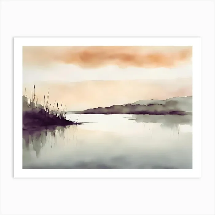 Sleeping sea at sunset, waterlolour Art Print by OHKIMIKO