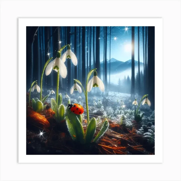 Snowdrops In The Forest Art Print by MORAE