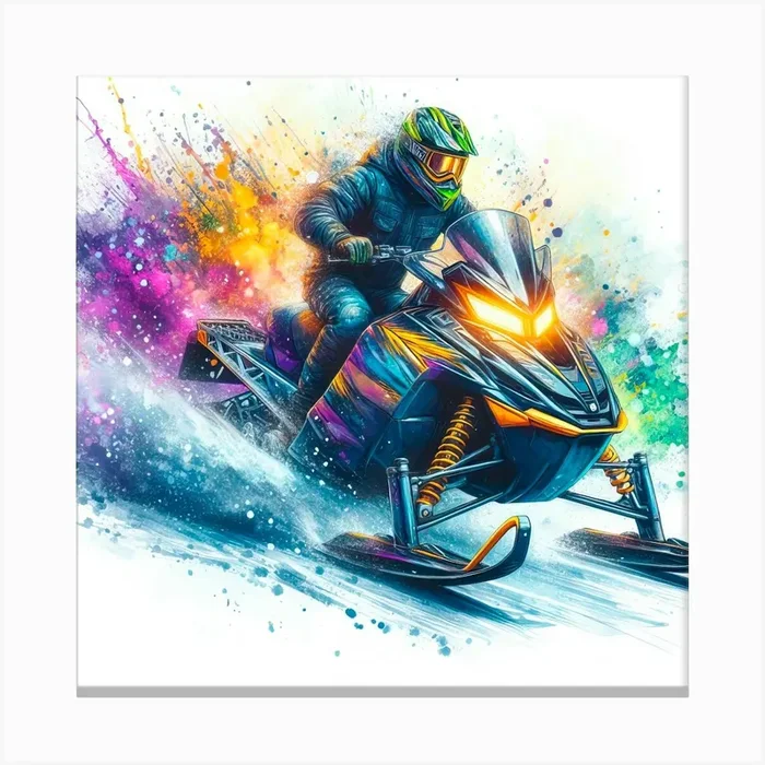 Snowmobile Rider Canvas PrintV by viart.