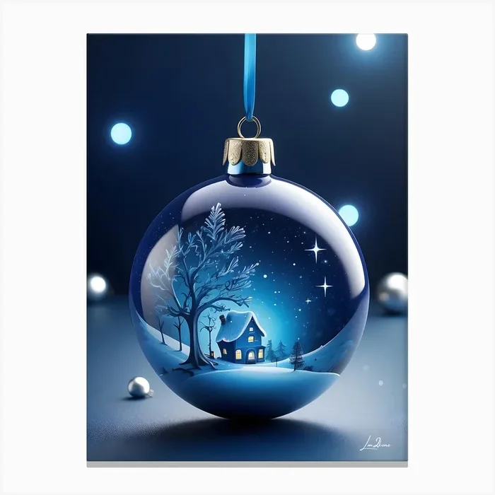 Snowy Christmas ball Canvas Print by LM2Kone