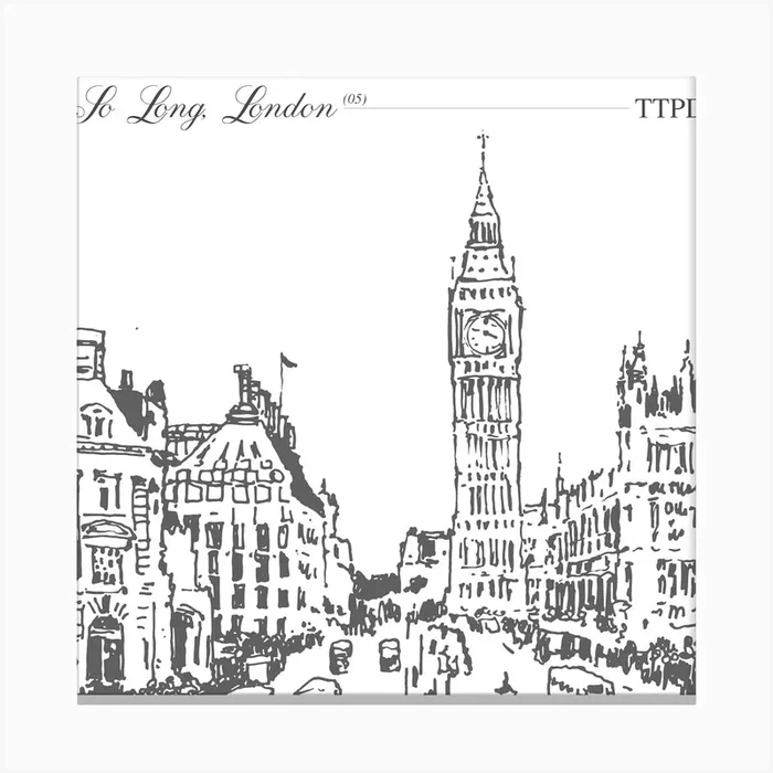 So Long, London Music Poster Black & White 1 Canvas PrintKS by Kitty Strand