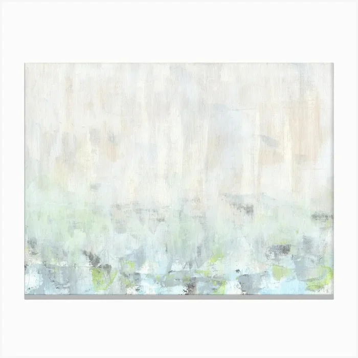 Soiree – Abstract Art Painting, Neutral Modern Art Print Best Seller, White Beige Gray Blue Green Canvas Print by NLS Design