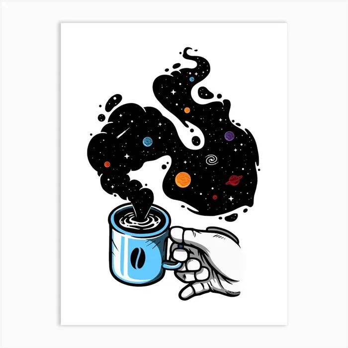 Space Coffee Art Print by LM2Kone