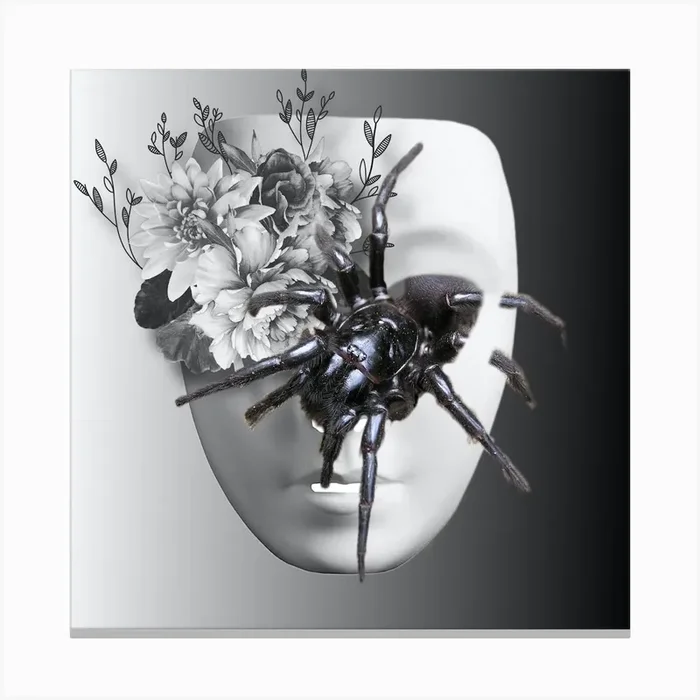 Spider And Flowers Canvas Print by Miss attitude
