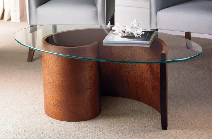 Spiral Coffee Table – Pommele Sapele, 16″ Tall