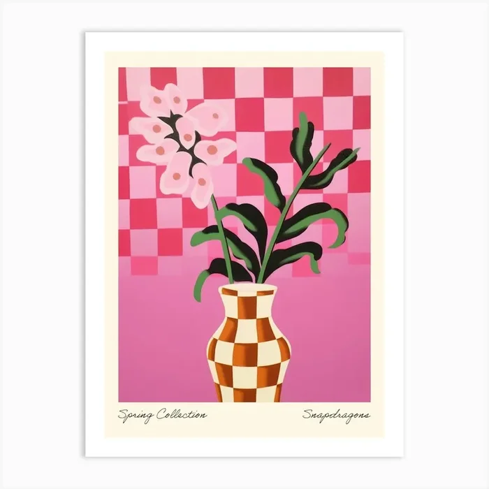 Spring Collection Snapdragons Flower Vase 6 Art Print by Dreamy Seasons Art