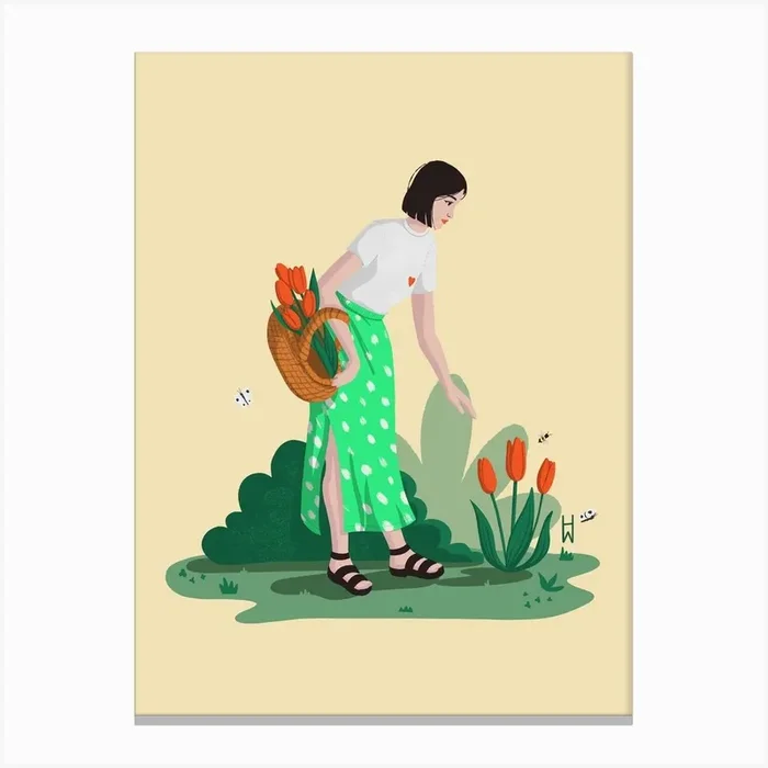 Spring Flowers Canvas Print by Hattie Windley Illustration