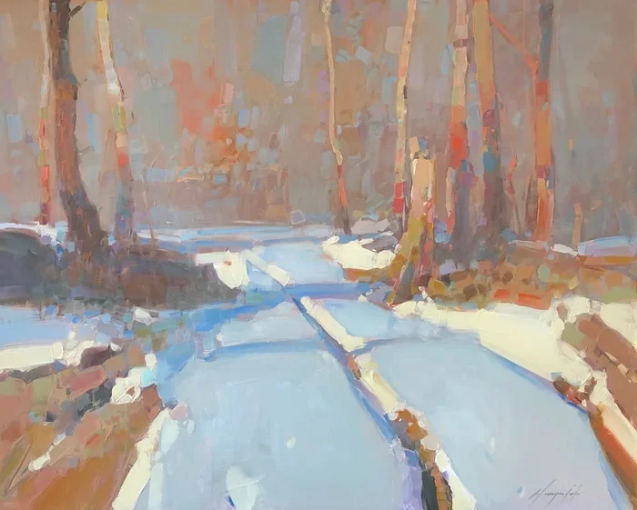 Spring, Landscape oil painting, One of a kind, Handmade artwork (2018) Oil painting by Vahe Yeremyan