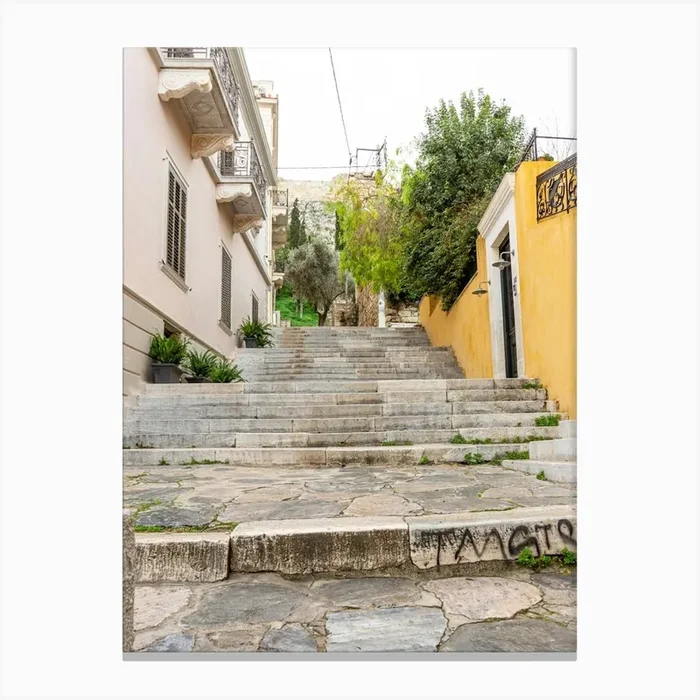 Stairs In The Plaka Of Athens Canvas PrintNR by Natasha Riha Photography