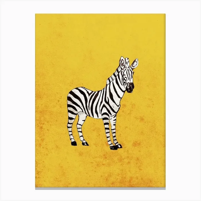 Standing Zebra Canvas Print by Jessica Russell Flint Design