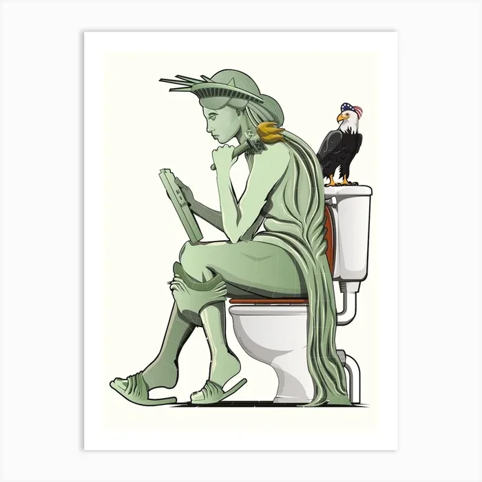 Statue Of Liberty on the Toilet Art Print by Wyatt 9