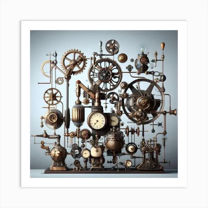 Steampunk Clock Art Print by Maxleron