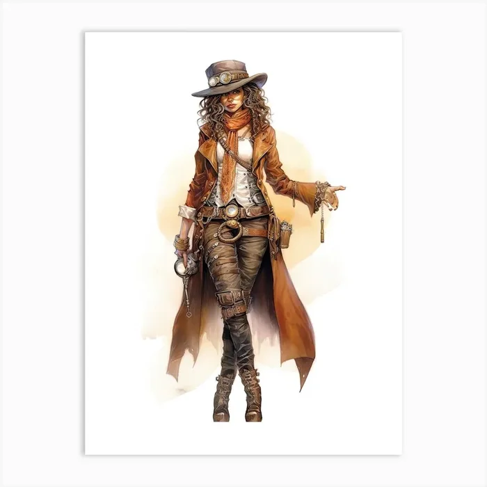 Steampunk Cowgirl 5 Art Print by Retro West