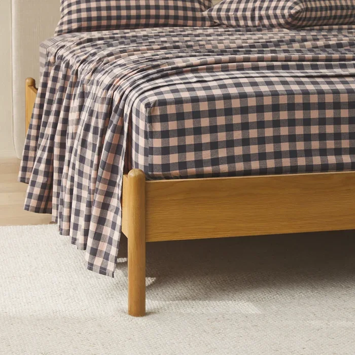 Stonewashed Cotton Mocha Gingham Sheet Separates