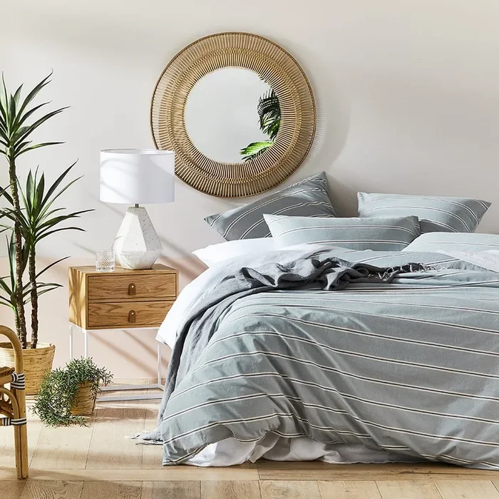 Stonewashed Yarn Dyed Cotton Blue Stripe Quilt Cover Separates
