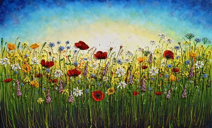 Summer Explosion of Wildflowers (2018) Acrylic painting by Amanda Dagg