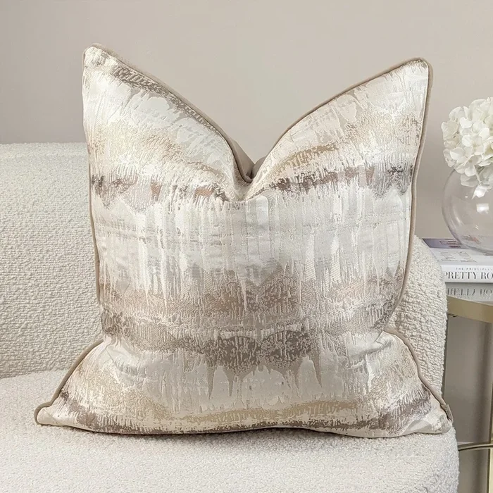 Sundae Mocha Abstract Marble Effect Cushion – 56x56cm