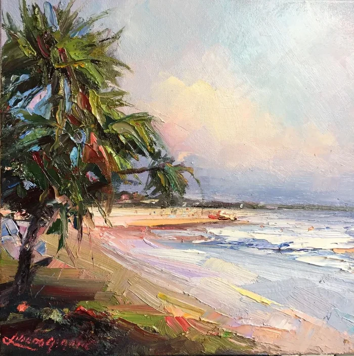 Sunny day at Noosa beach (2018) Oil painting by Liliana Gigovic