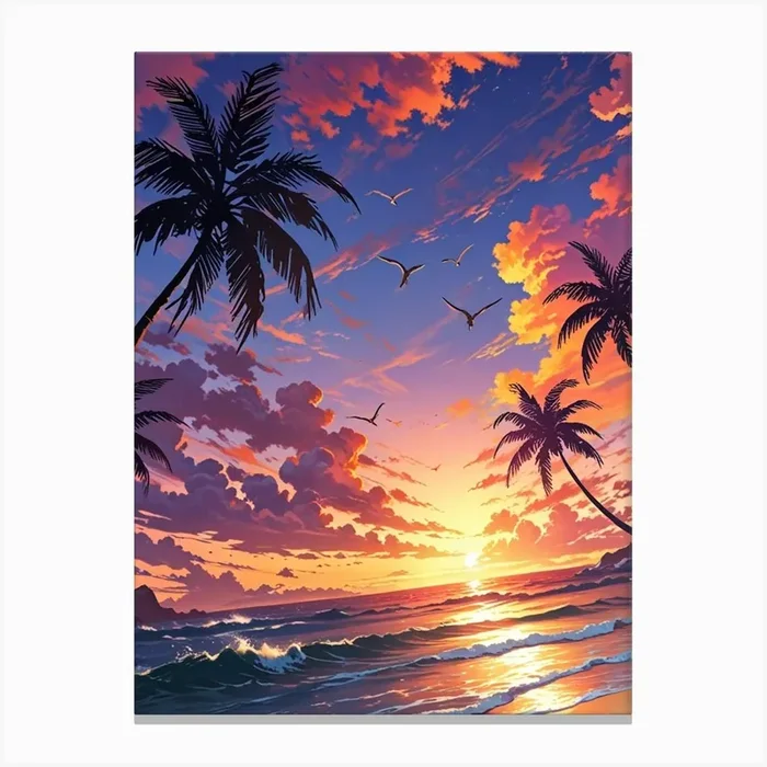 Sunset At The Beach 9 Canvas Print by ontoseno