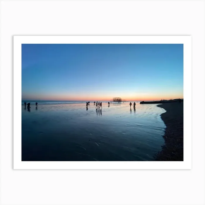 Sunset at West Pier Brighton Art Print by PhotograFleur