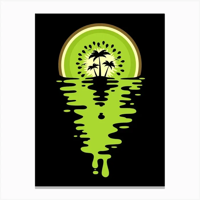 Sunset Kiwi Vaporwave Canvas Print by LM2Kone