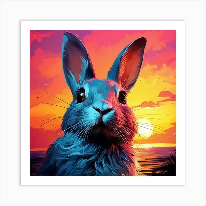 Sunset Rabbit Art Print by Lozzerly