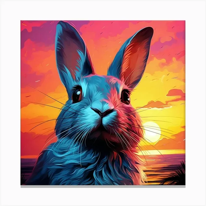 Sunset Rabbit Canvas Print by Lozzerly