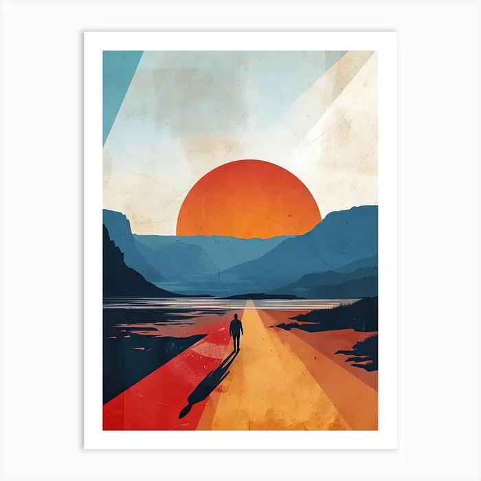 Sunset Road, USA Art Print by Art-Syndicate