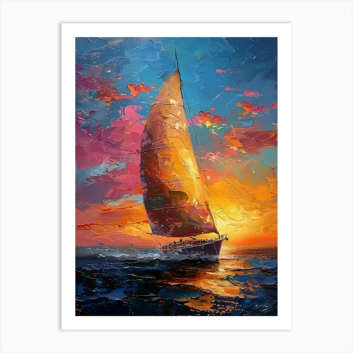 Sunset Sailboat 2 Art Print by DamianLuna