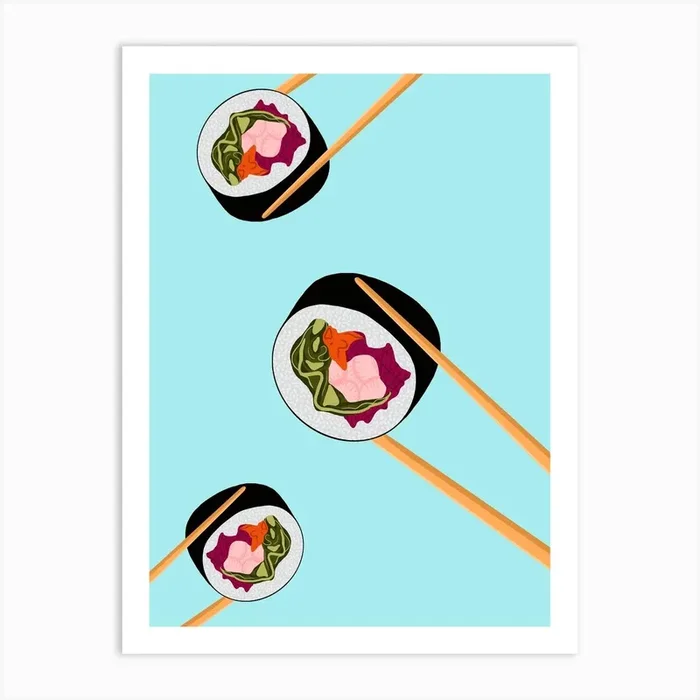 Sushi And Chopsticks Art Print by Millennial Menu