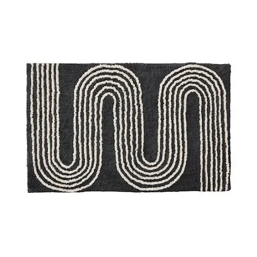 Swirl Black & Natural Bath Mat