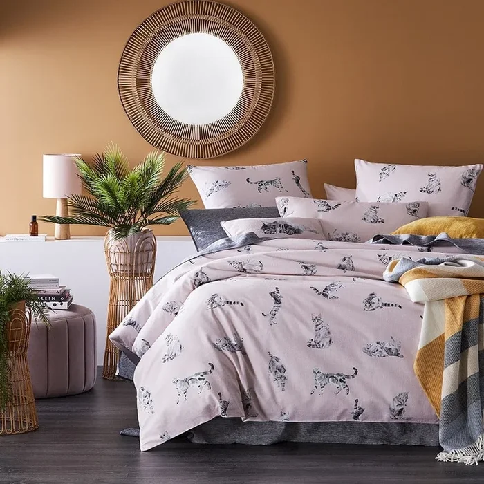 Tabby Cat Pink Quilt Cover Set Separates