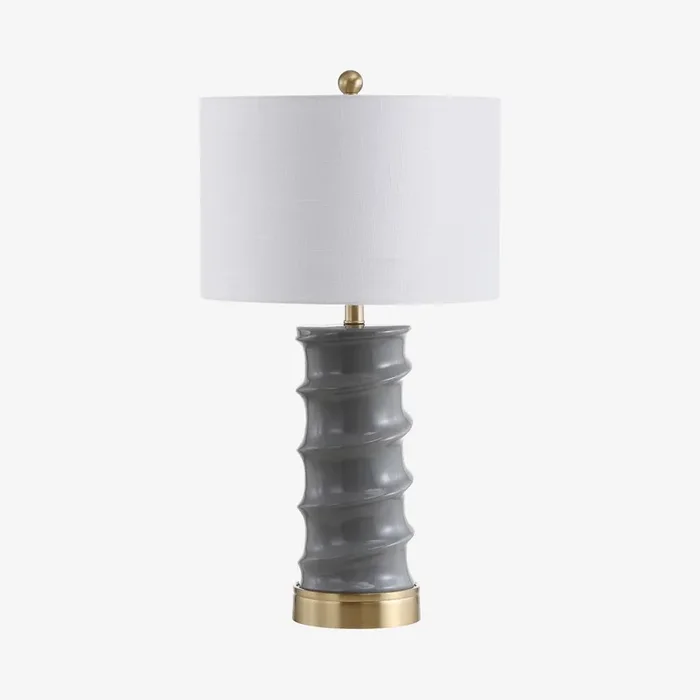 Taipei LED Table Lamp – Dark Grey / Gold – Ceramic by JONATHAN Y