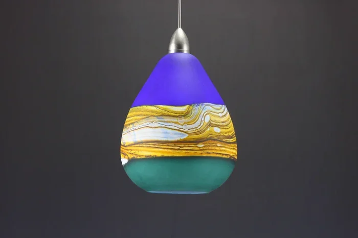 Teardrop Strata Pendant in Cobalt & Sage