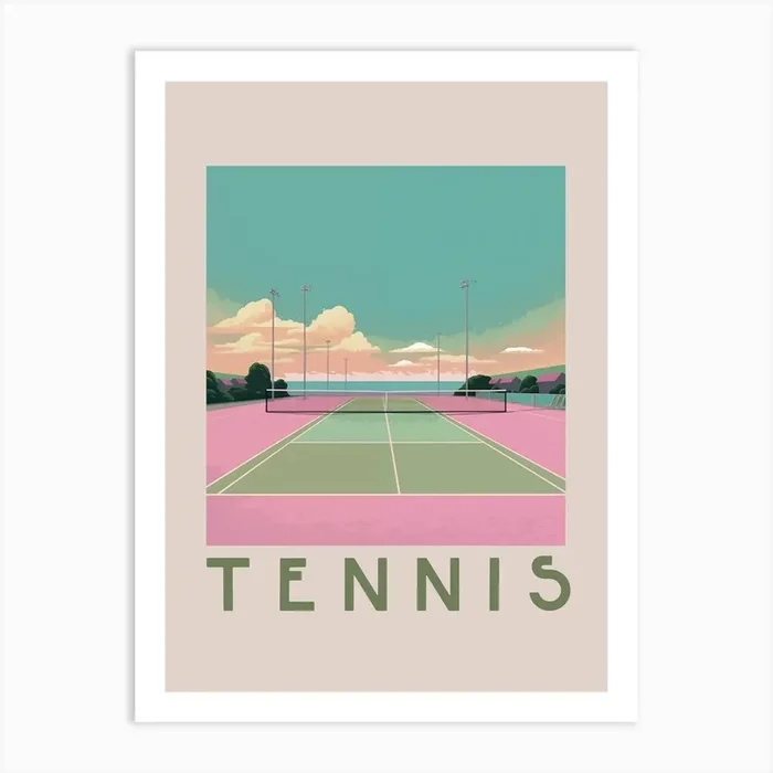 Tennis Court California Art Print by SplishSplashLab